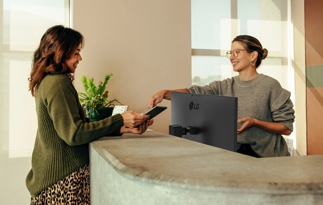27BA850-B monitor at a reception desk