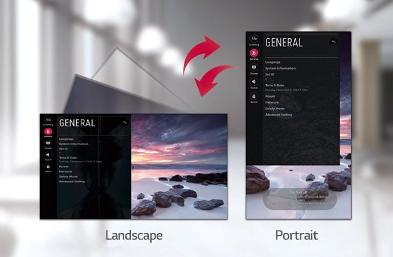 Dedicated portrait orientation GUI