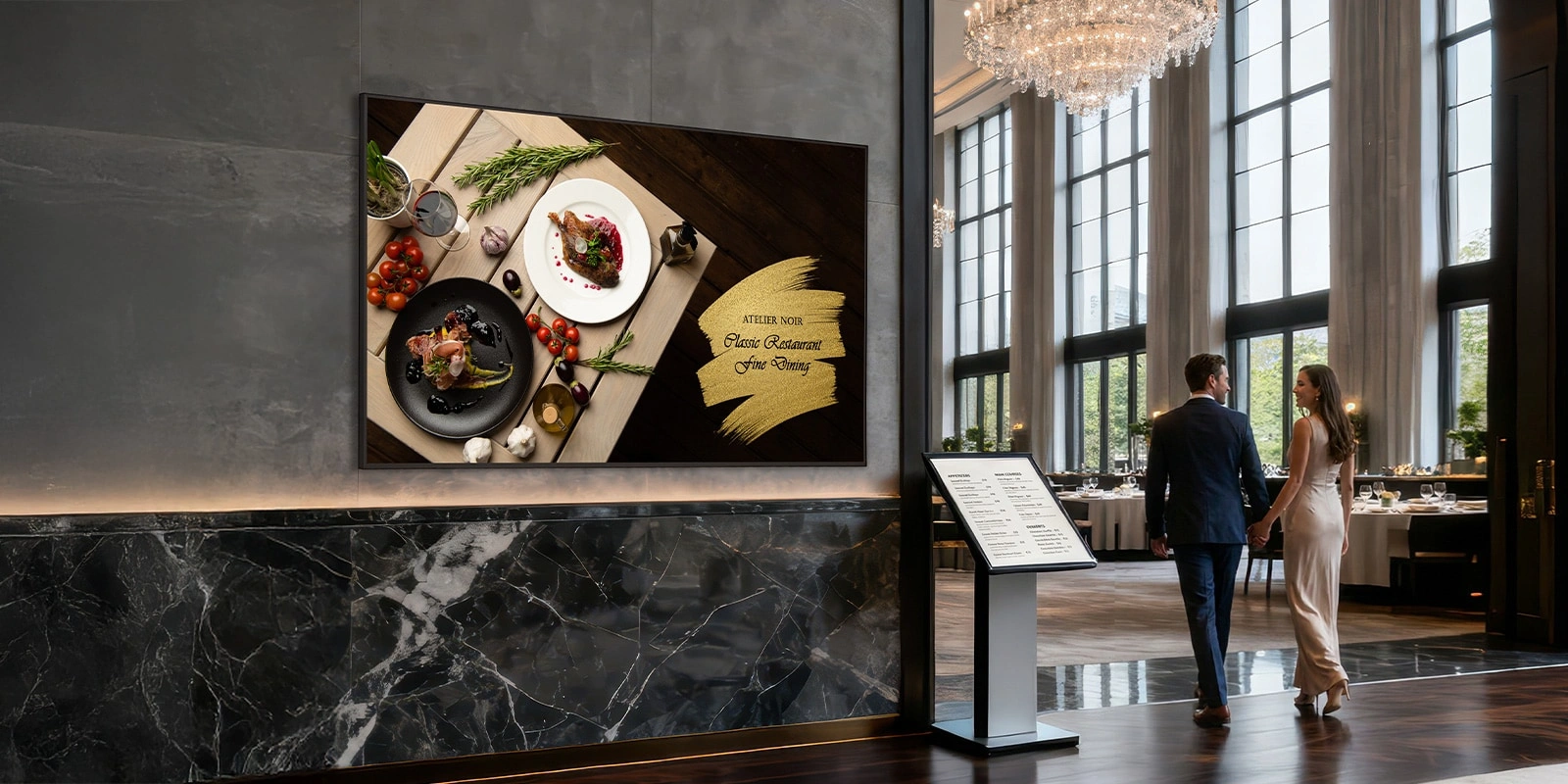 UHD signage display with LG webOS platform and advanced security