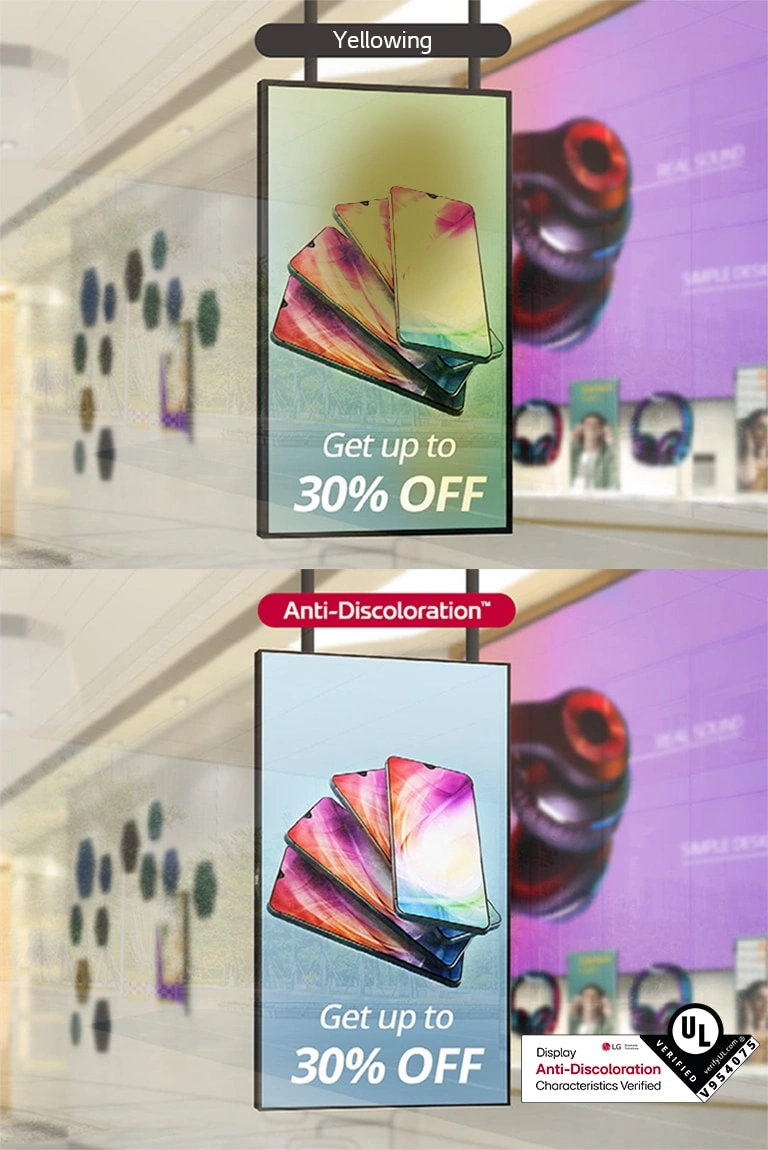 UL verification for display anti-discoloration